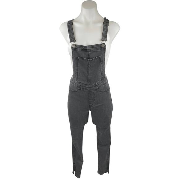 H&M Divided Black Sleeveless Ankle Zip Skinny Denim Jeans Overalls Jumpsuit Sz 4 - Picture 1 of 4